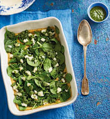 Fritata com pesto de coentros e queijo de cabra