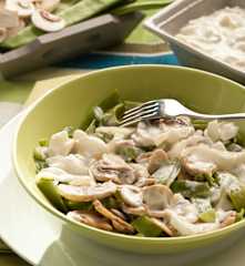 Judías verdes con chalotas y champiñones