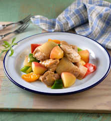 蘋果味噌炒雞丁