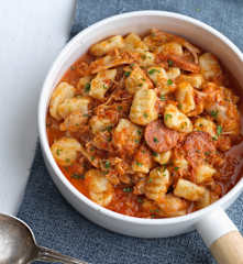 Guisado de frango com gnocchi de batata-doce