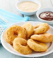 Gluten-Free Apple Fritters with Caramel Sauce