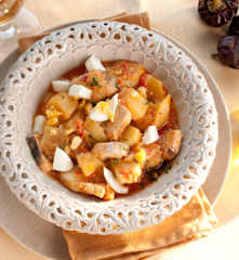 Guiso de pez espada con patatas.