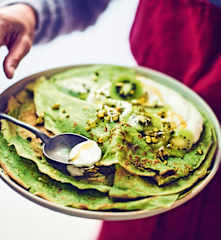 Crêpes vertes au kiwi, crème de mascarpone