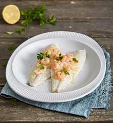 Orata sottovuoto agli agrumi con gamberi in salsa