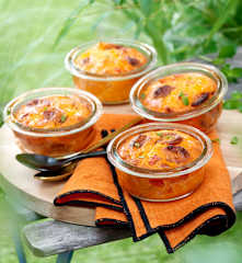 Clafoutis poivron, chorizo et fromage de chèvre