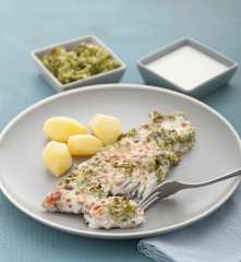 Gratén de lubina, brócoli y lactonesa
