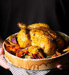 Pollo arrosto con verdure profumate al sidro