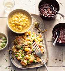 Salată de legume și tocană de linte; Mousse vegan de ciocolată