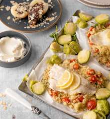 Menú: Papillote mediterráneo de lubina, cuscús y vegetales