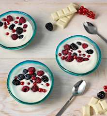 Crema de chocolate blanco con frutos rojos