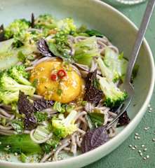 Nouilles froides aux légumes et mayak yolk