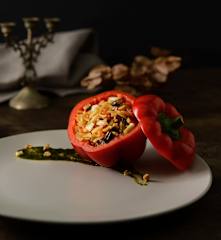 田園野蔬米形麵鑲彩椒