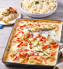 Baked Fish with Shrimp, Vegetables and Basmati Rice (Ben)