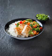 Sweet tamarind fish with mixed vegetables