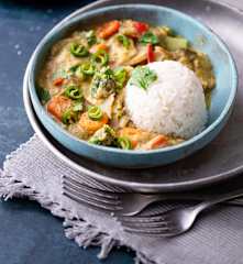 Menù: Curry vegan con riso; sorbetto mango e cocco (Bimby Friend)