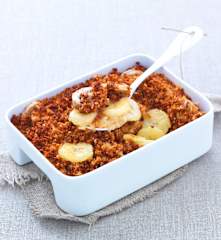 Crumble banane, coco et pain d'épices