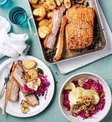 Neroli Pichy's Pork belly with pickled apple and walnut salad