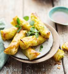 Nems au tacaud et aux légumes épicés