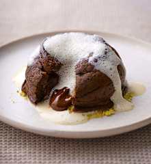 Chocolate Fondant with Brandy Anglaise Foam