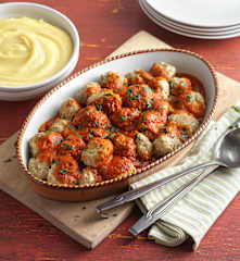 Faschierte Bällchen in Paradeissauce mit Erdäpfelpüree (XXL)