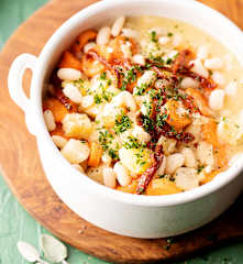 Guiso de frijoles con tubérculos