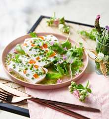 Terrine de légumes de printemps, émulsion de cerfeuil