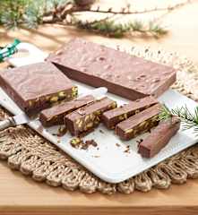 Turrón de chocolate y pistachos