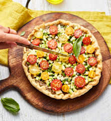 Tarte froide aubergine, tomate et courgette