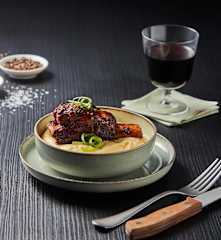 Sweet and Spicy Beef Short Ribs with Polenta