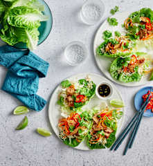Korean beef lettuce cups with pickles (Diabetes, TM6)
