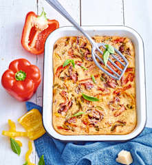 Clafoutis de poivrons à la coppa et au parmesan