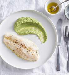Filet de truite vapeur et purée de brocoli