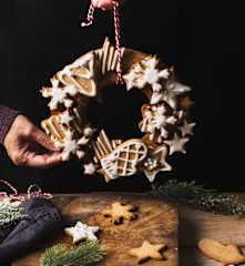 Corona de galletas de Navidad