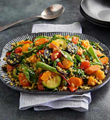 Brown Rice Salad with Turmeric Dressing