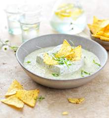 Fromage frais à la coriandre, sauce au curry
