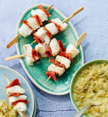 Brochettes de cabillaud au chorizo et fondue de poireaux