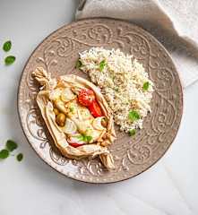 Cuori di merluzzo al cartoccio con riso basmati