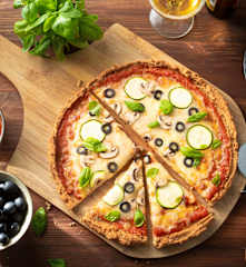 Piza com base de lentilhas