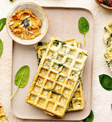 Gofres veganos con espinacas