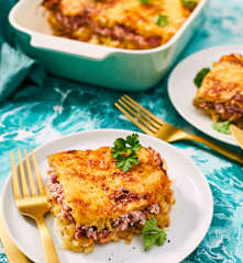 Röstiauflauf mit Kasseler und Frischkäsesauce