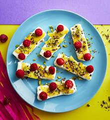 Barrette frozen pistacchio, pesche e lamponi