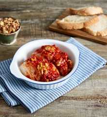 Baccalà sottovuoto con noci alla sarda
