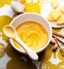 Butternusskürbis, Zimt und Mandel Püree