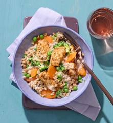 Dinkel mit Hähnchen und Gemüse