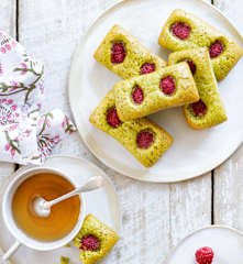 Financiers pistache et framboise