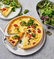 Caramelised leek and feta tart (TM6, Maria Stuart)