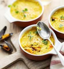 Gratin de moules au curry