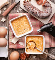 Crème brûlée chorizo et parmesan