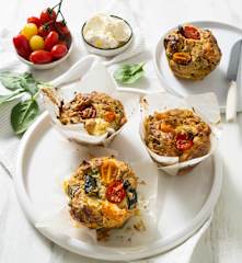 Cheesy roasted vegetable muffins