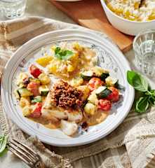 Tomaten-Kabeljau en papillote mit Reis